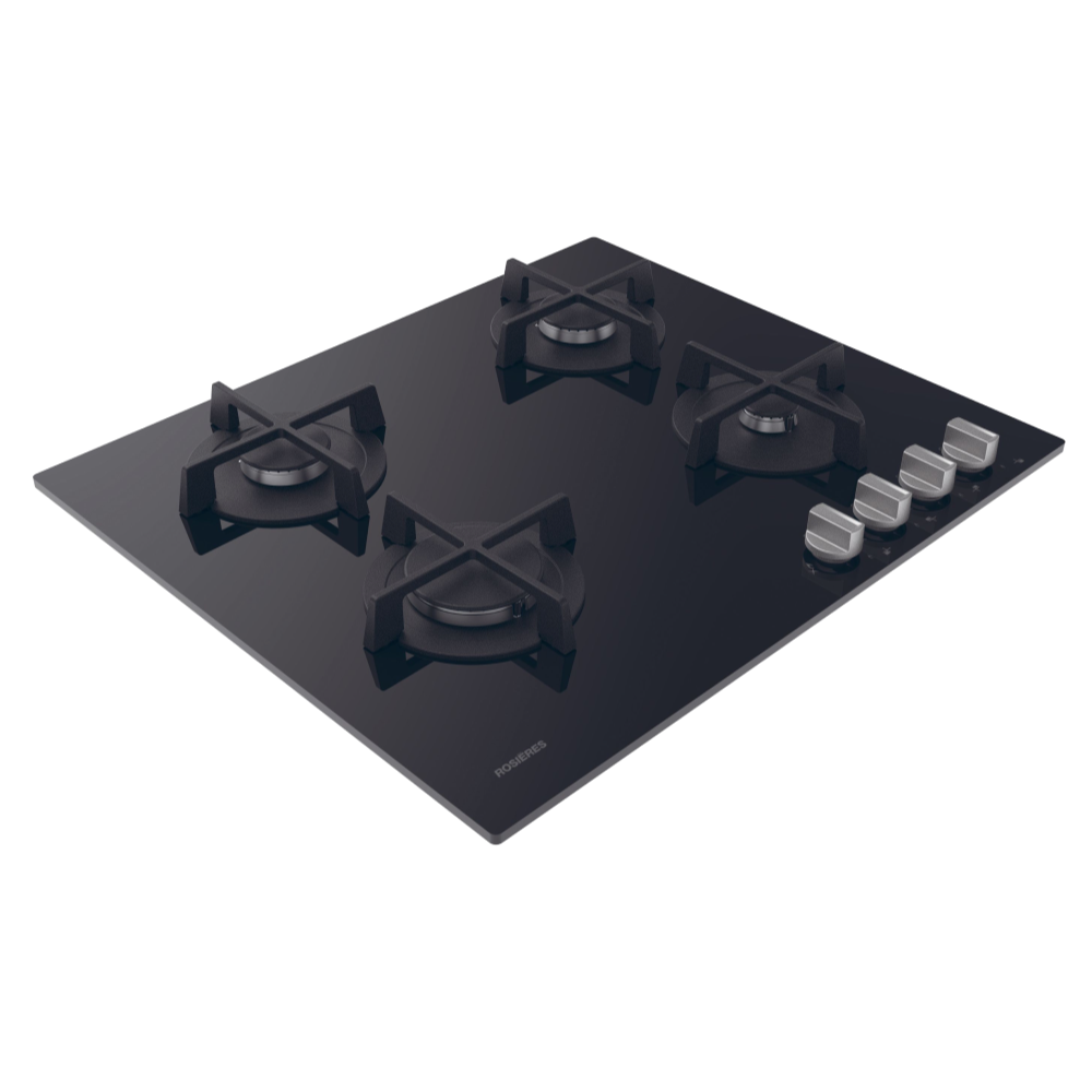 Table de cuisson Rosières 4 Feux Black Glass avec Thermocouple et Grille en Fonte – Image 3