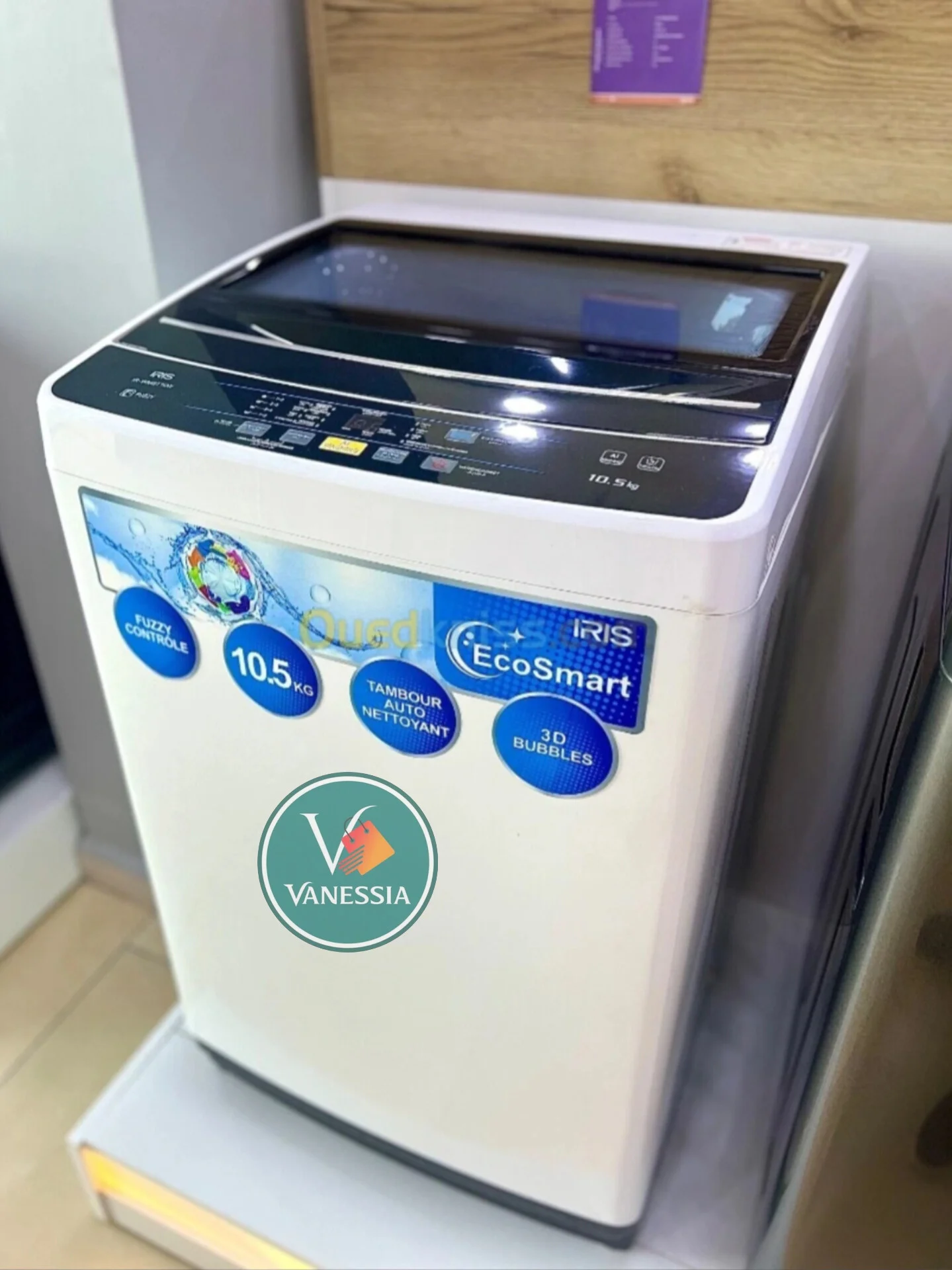 Machine A Laver Latop 10,5Kg Marque Iris Ecosmart Gris Et Blanc