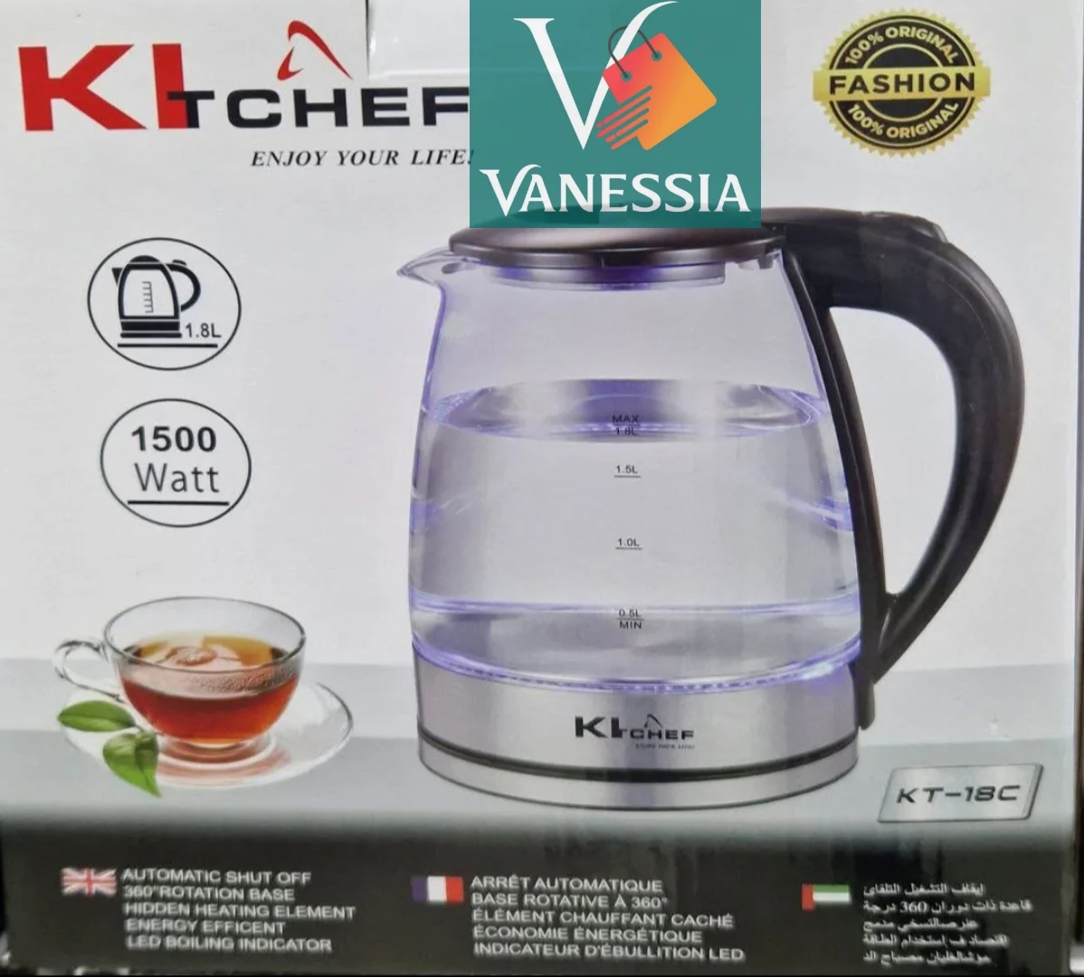 Bouloire marque kitchef 1.8L – Image 3