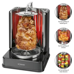 Multi-grill Electrique vertical 3en1 Rôtisserie & Chawarma Bomann DVG 3006 CB