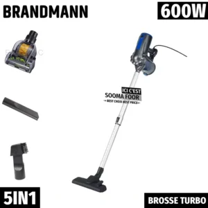 BRANDMANN Aspirateur Balai & À Main Sans Sac 5en1 Multi-Cyclonique 600W AVEC TURBO