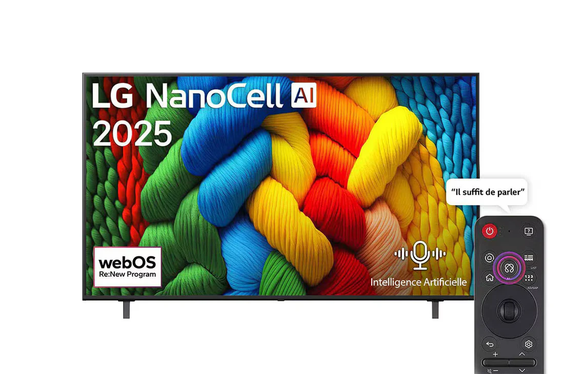 TV 55 inch LG NanoCell AI NANO80 4K Smart TV AI Magic remote HDR10 webOS25 2025