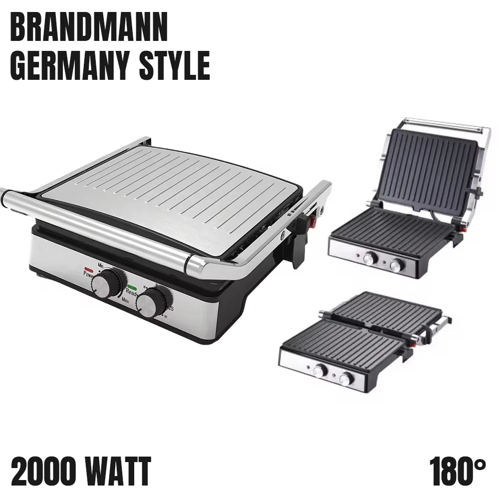 BrandMann Grill Electrique Pour Des Sandwichs Délicieux 2000W Avec Minuteur