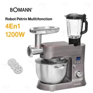 Robot Pétrin Multifonctions 4En1 6,2L 1200W Bomann KM 1395 CB