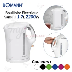 Bouilloire Électrique Sans Fil 1.7L 2200W Bomann WK 5011 CB
